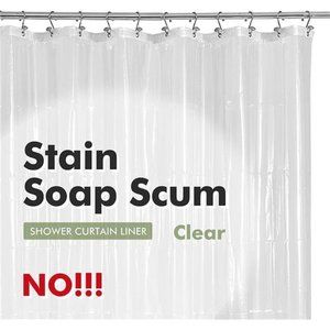 Plastic Shower Liner Clear Premium PEVA Shower Curtain Liner w/ Rustproof 71x72